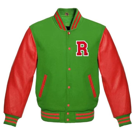 Letter R Varsity Jacket in Green/Red