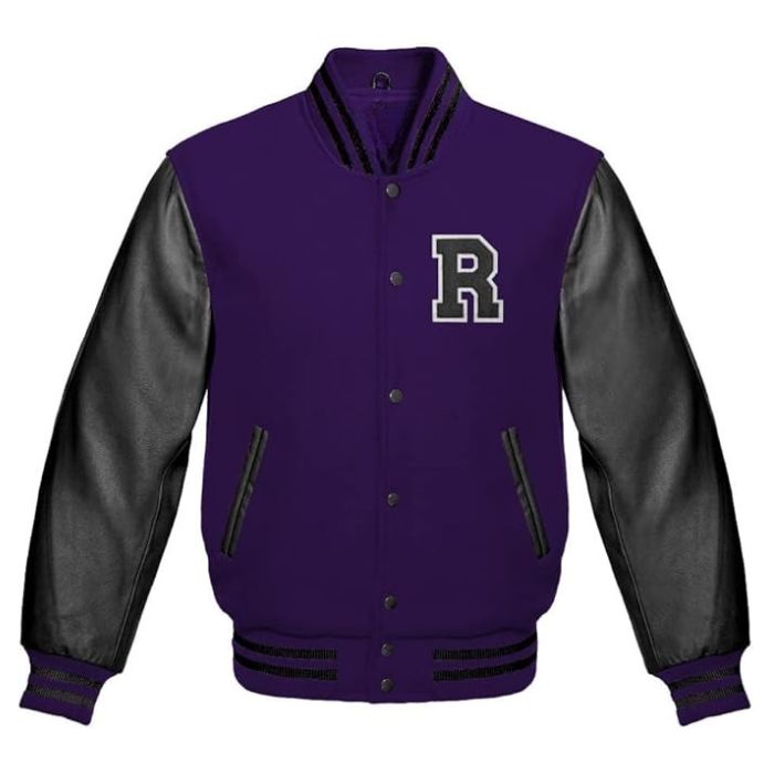 Letter R Varsity Jacket in Navy/Black