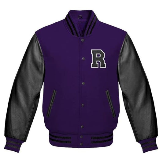 Letter R Varsity Jacket in Navy/Black