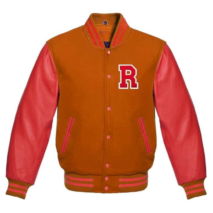 Letter R Varsity Jacket in Orange/Red