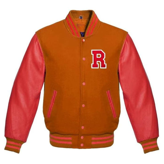 Letter R Varsity Jacket in Orange/Red