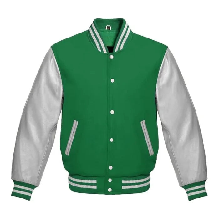 Light Green and Silver Varsity Jacket
