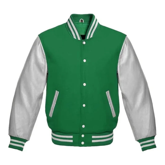 Light Green and Silver Varsity Jacket