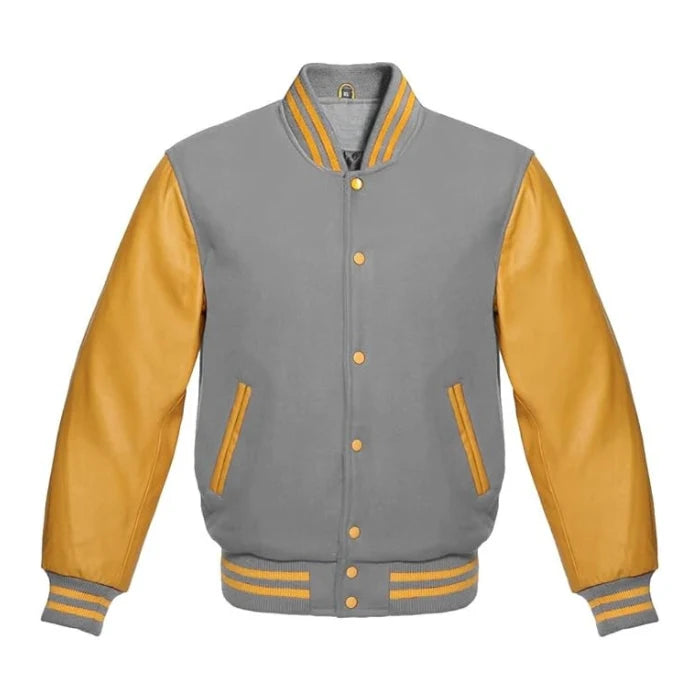 Light Grey and Gold Varsity Jacket