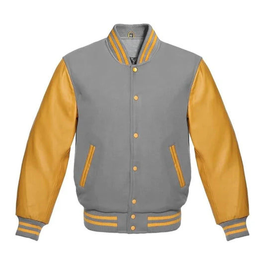 Light Grey and Gold Varsity Jacket