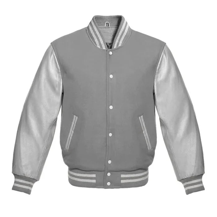 Light Grey and Silver Varsity Jacket