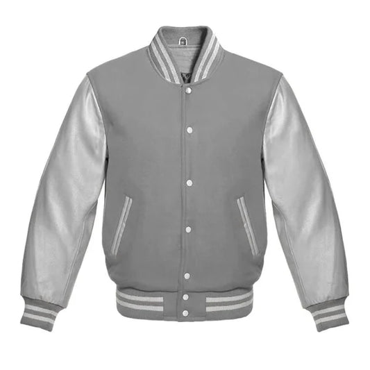 Light Grey and Silver Varsity Jacket