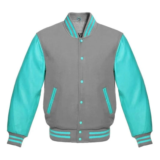 Light Grey and Tiffany Varsity Jacket