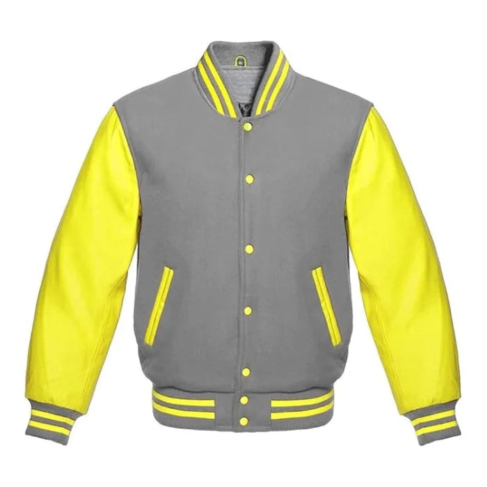 Light Grey and Yellow Varsity Jacket