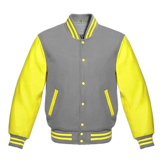 Light Grey and Yellow Varsity Jacket