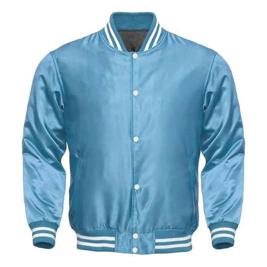 Light Blue Silk Varsity Jacket
