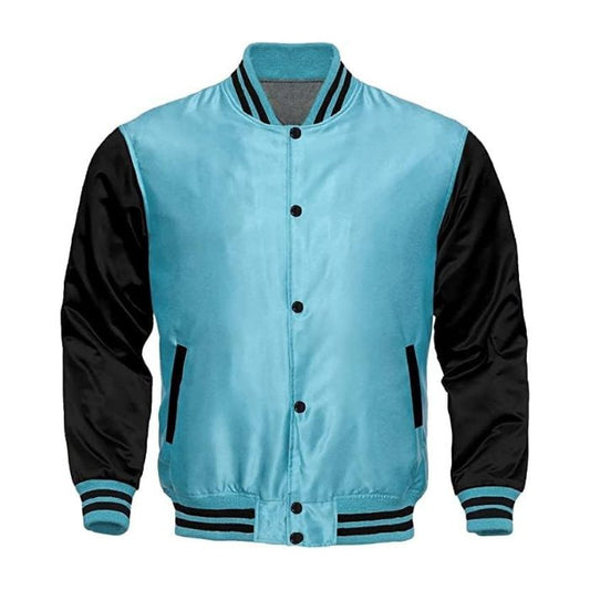 Light Blue and Black Satin Jacket
