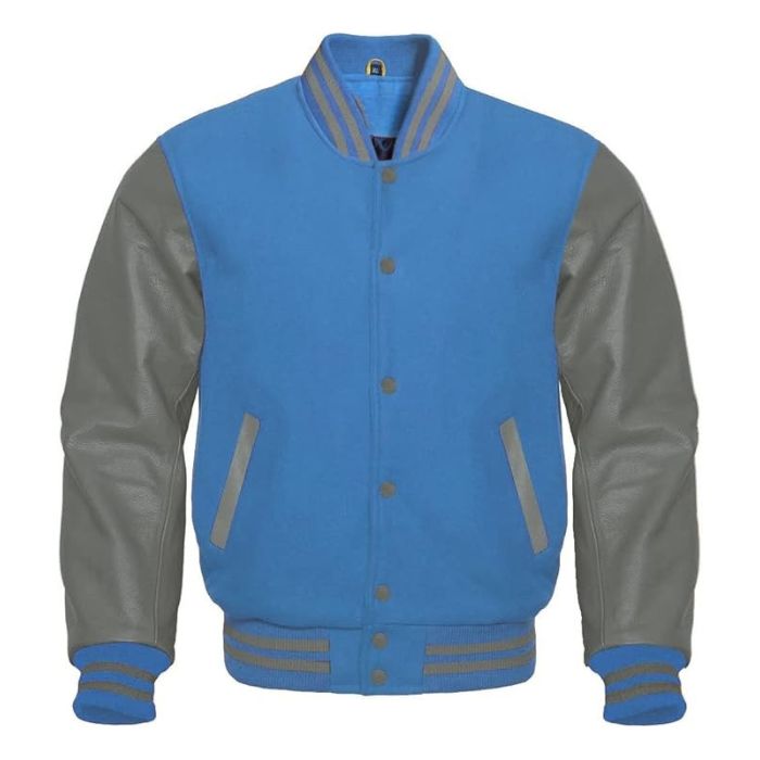 Light Blue and Gray Letterman Jacket