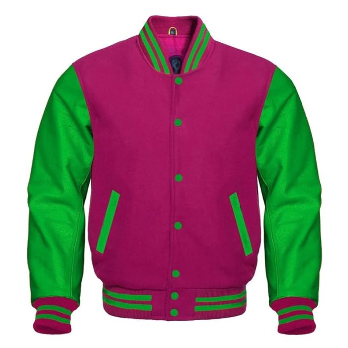Magenta and Green Varsity Jacket