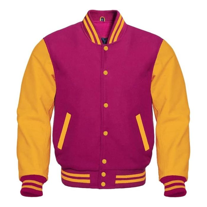 Magenta and Yellow Varsity Jacket