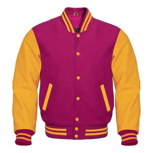 Magenta and Yellow Varsity Jacket