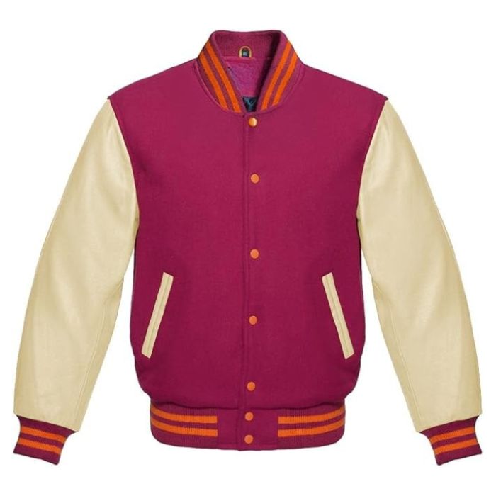 Maroon and Cream Varsity Jacket