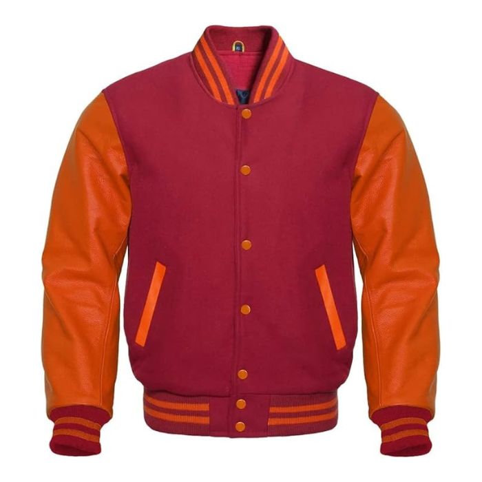 Maroon and Orange Varsity Jacket