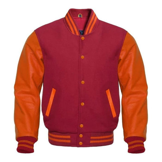 Maroon and Orange Varsity Jacket