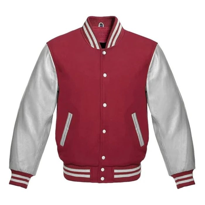Maroon and Silver Varsity Jacket