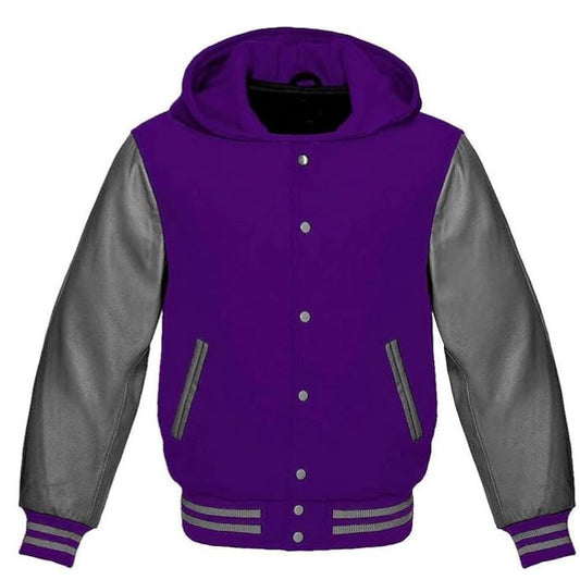 Midnight Furry Varsity Hooded Jacket