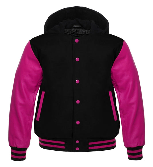Midnight Fusion Varsity Jacket with Hood