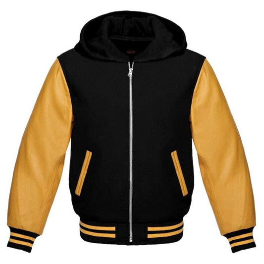 Midnight Gold Varsity Zip-up Hooded Jacket