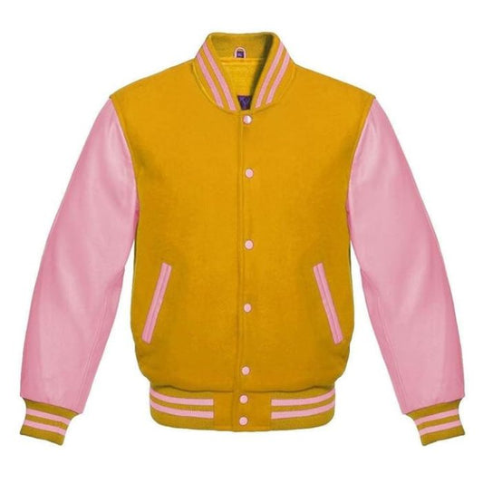 Mustard Yellow and Light Pink Varsity Jacket
