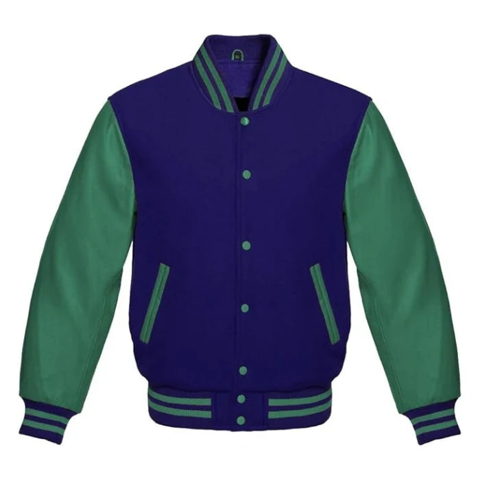 Navy Blue and Green Varsity Jacket