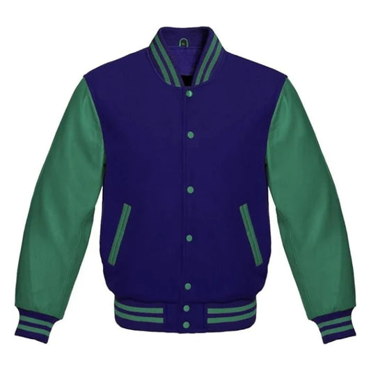 Navy Blue and Green Varsity Jacket