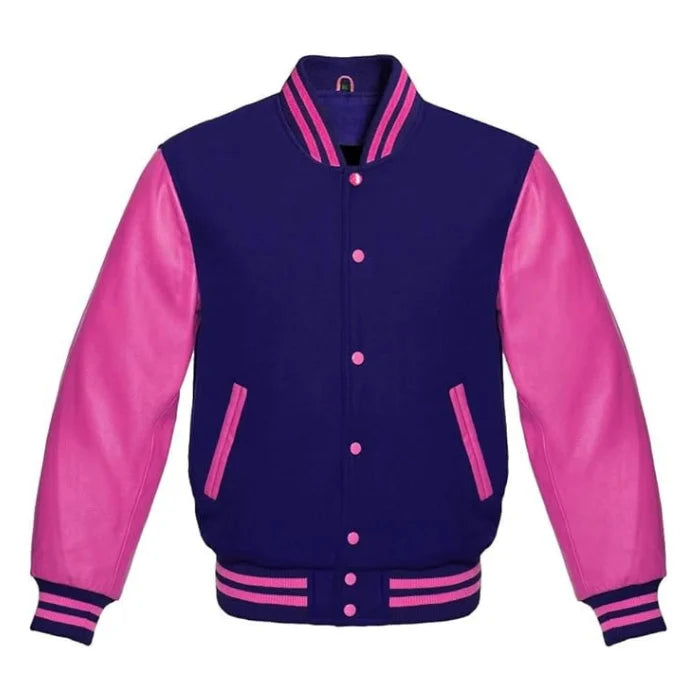 Navy Blue and Hot Pink Varsity Jacket