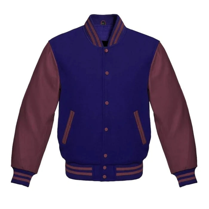 Navy Blue and Maroon Varsity Jacket