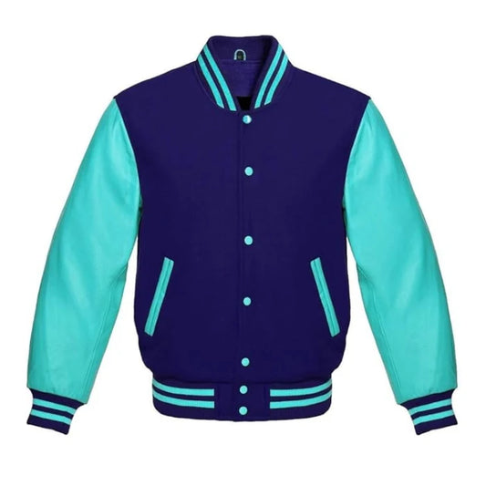 Navy Blue and Tiffany Varsity Jacket