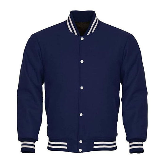 Navy All Wool Varsity Jacket