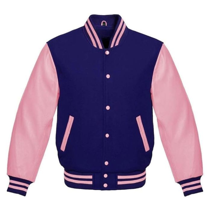Navy Blue and Light Pink Varsity Jacket