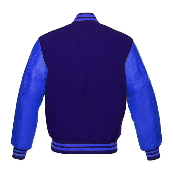 Navy and Royal Blue Varsity Jacket Back Side