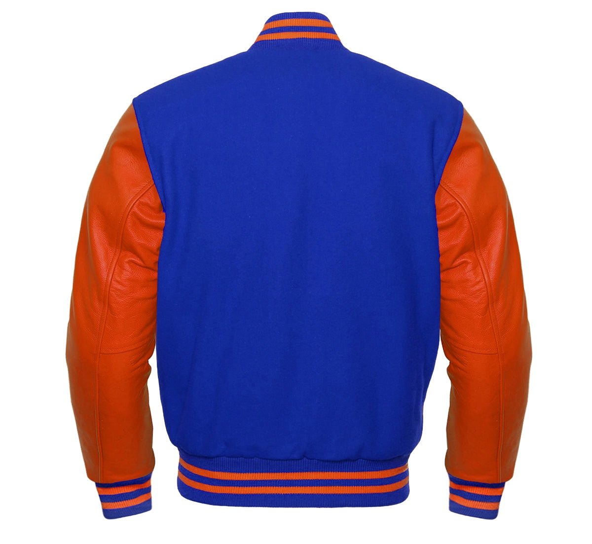 Orange and Blue Varsity Jacket Bacl Side