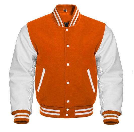 Orange and White Varsity Jacket