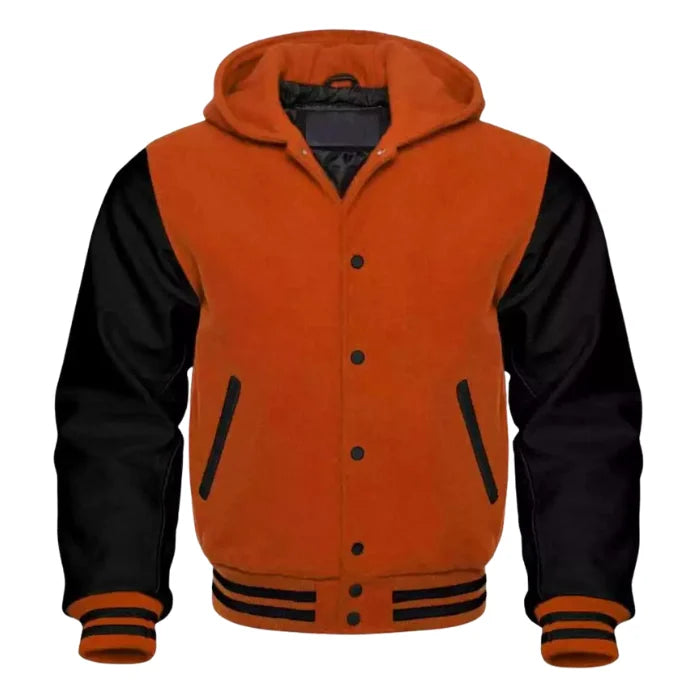 Orange and Black Varsity Hooded Jacket