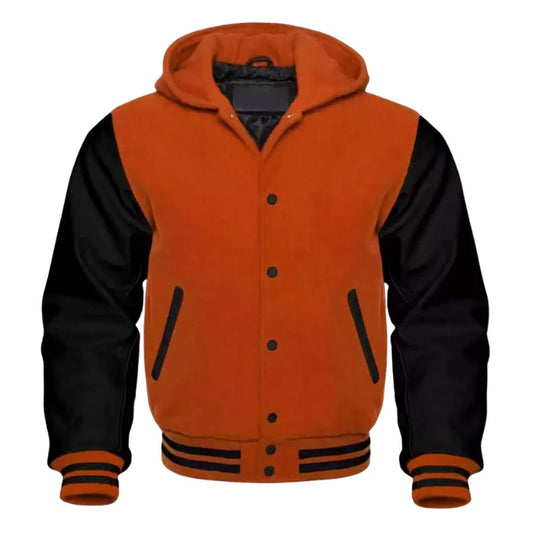 Orange and Black Varsity Hooded Jacket