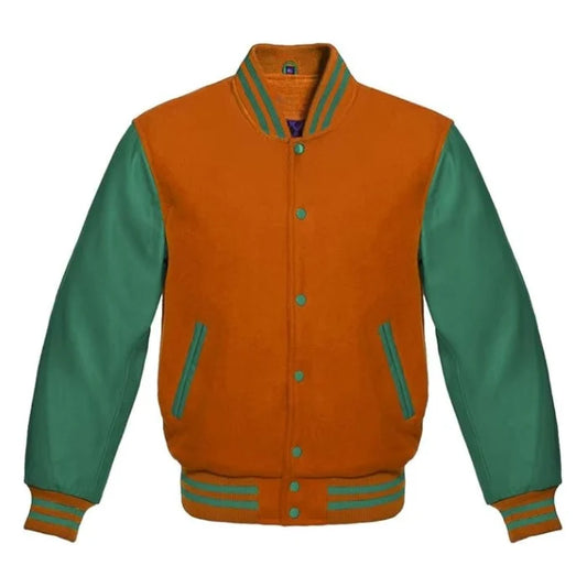 Orange and Green Varsity Jacket