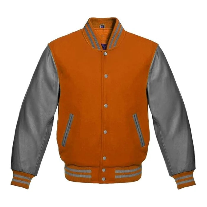 Orange and Grey Varsity Jacket