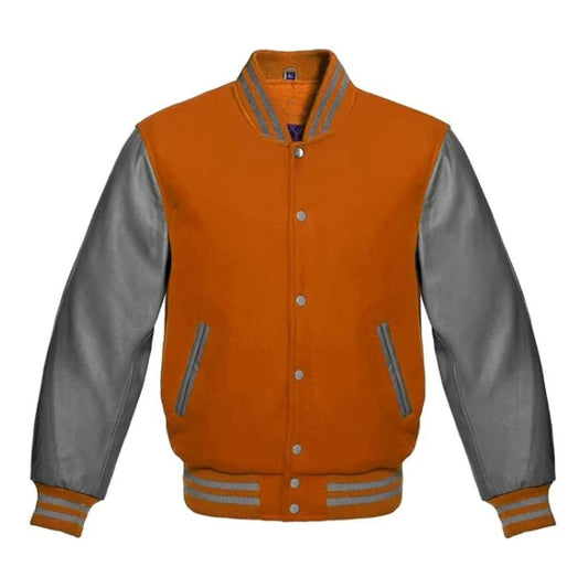 Orange and Grey Varsity Jacket