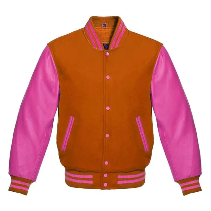 Orange and Hot Pink Varsity Jacket