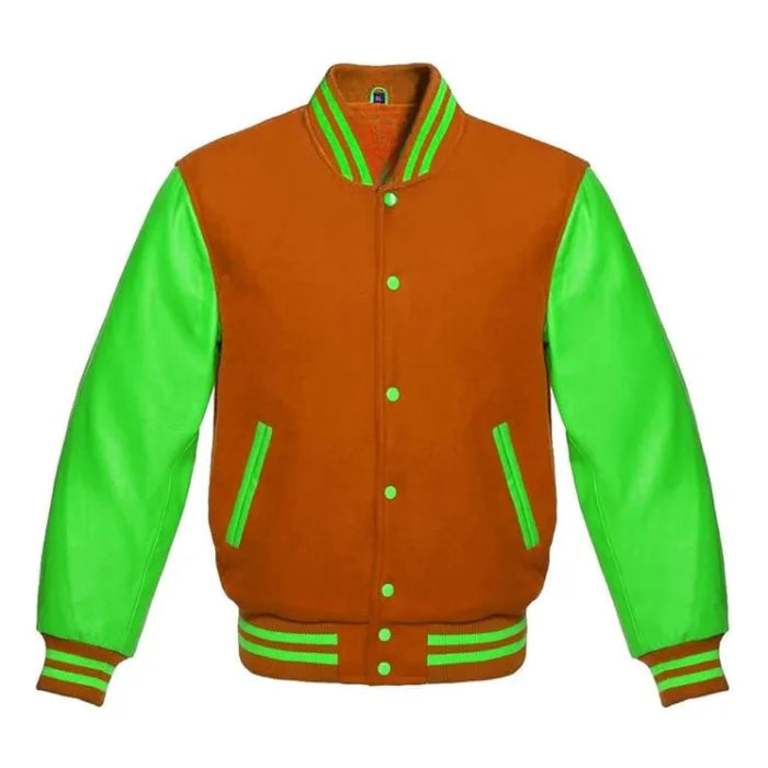 Orange and Kelly Green Varsity Jacket