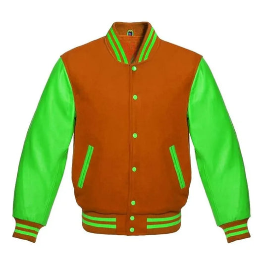 Orange and Kelly Green Varsity Jacket