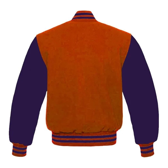 Orange and Purple Varsity Jacket Back Side
