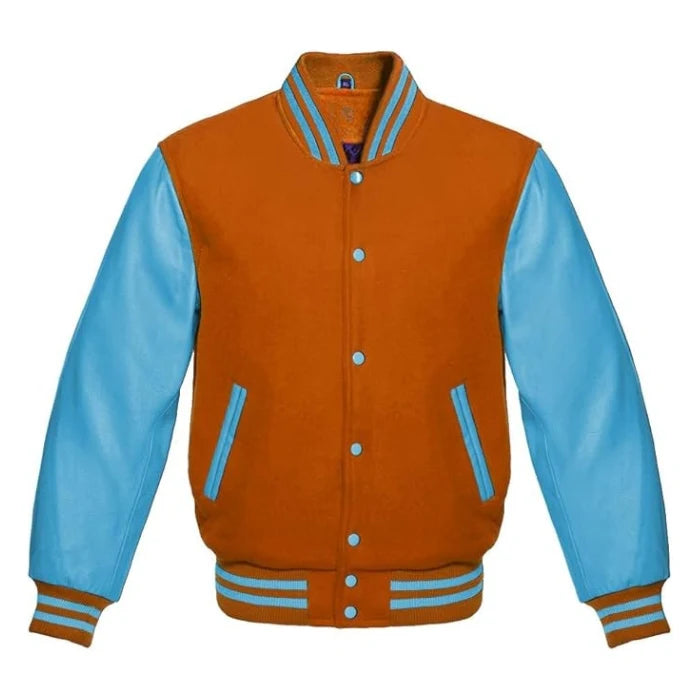 Orange and Sky Blue Varsity Jacket