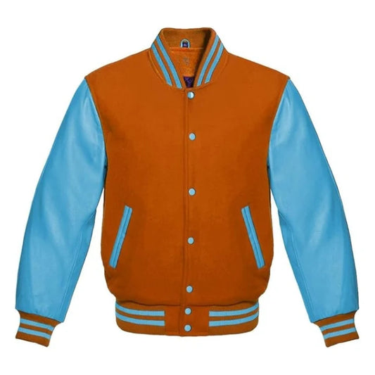 Orange and Sky Blue Varsity Jacket