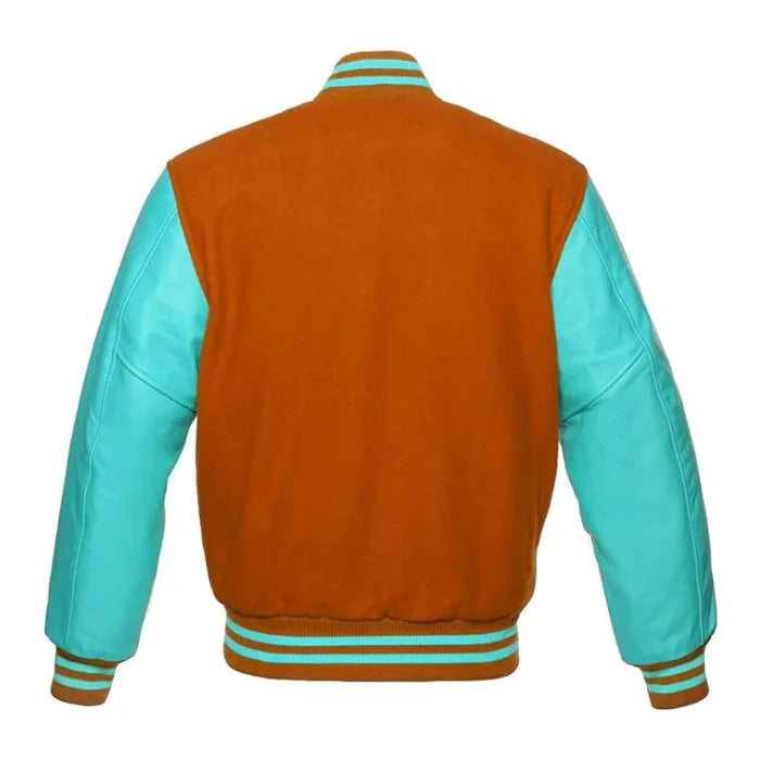 Orange and Tiffany Varsity Jacket Back Side